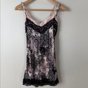 FANG Lace Overlay Chemise - Pink and Black